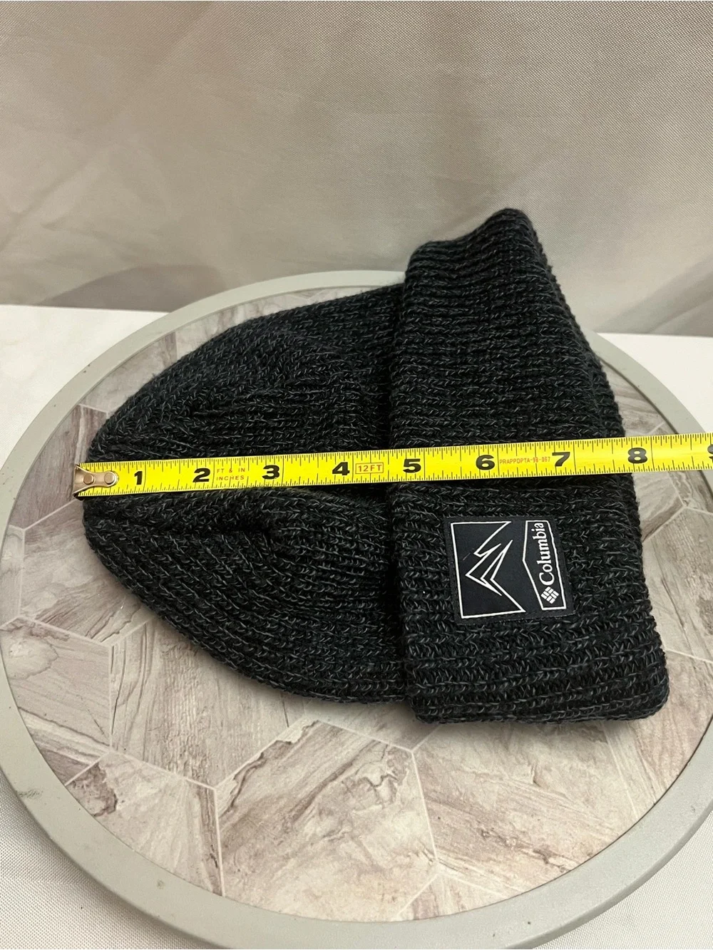 Columbia Mountain Logo Cuffed Knit Beanie Black Gray One Size